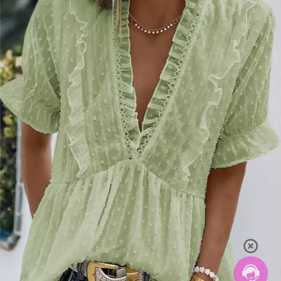 ♥️New boutique deep v swiss dot top - Picture 3 of 10